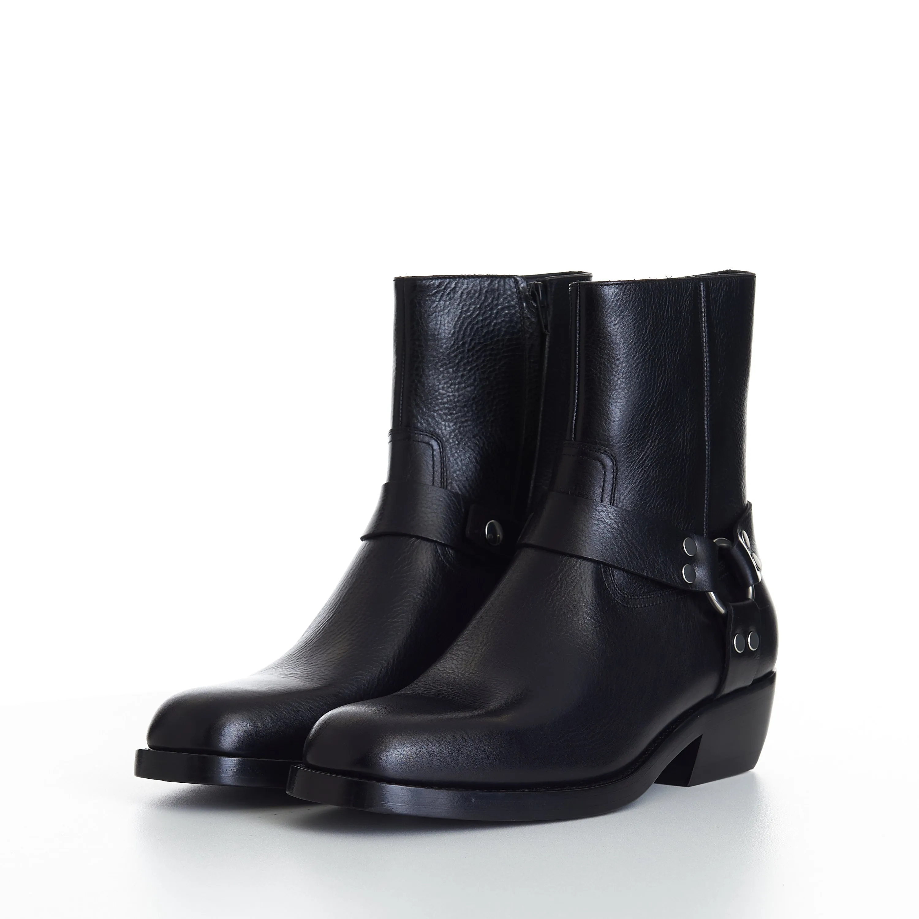 Men's Rider Harness Boots In Black Calfskin