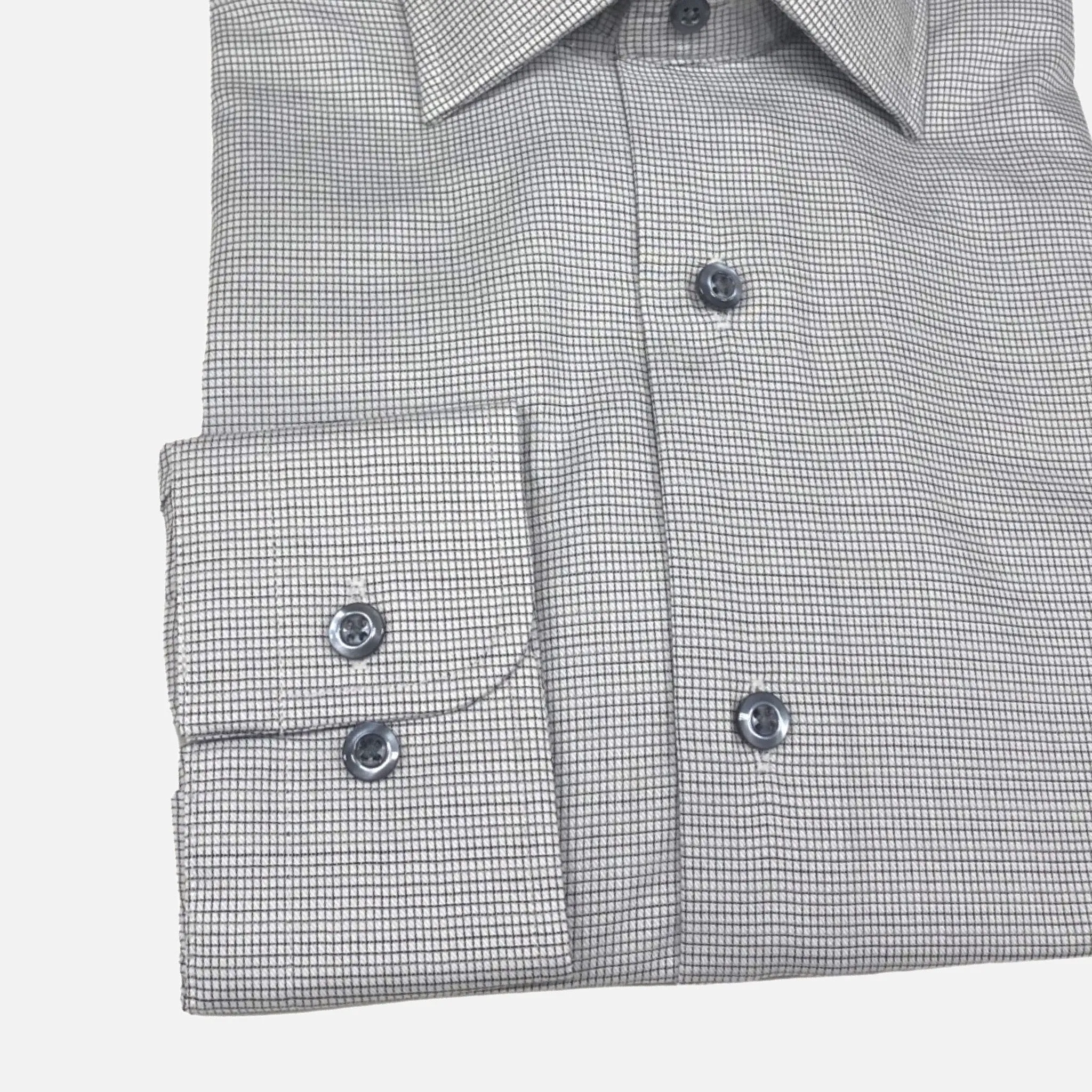 Modena Contemporary Fit Dress Shirt: Gray Mini Check Line Pattern"