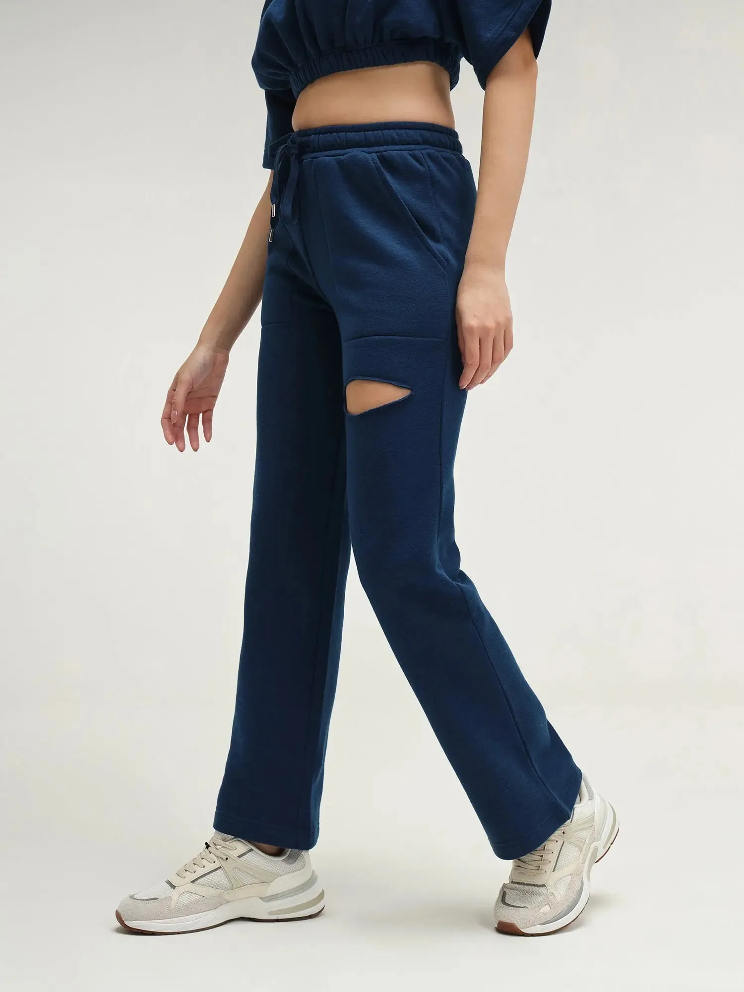 Moscow Blue Straight Leg Slit Joggers