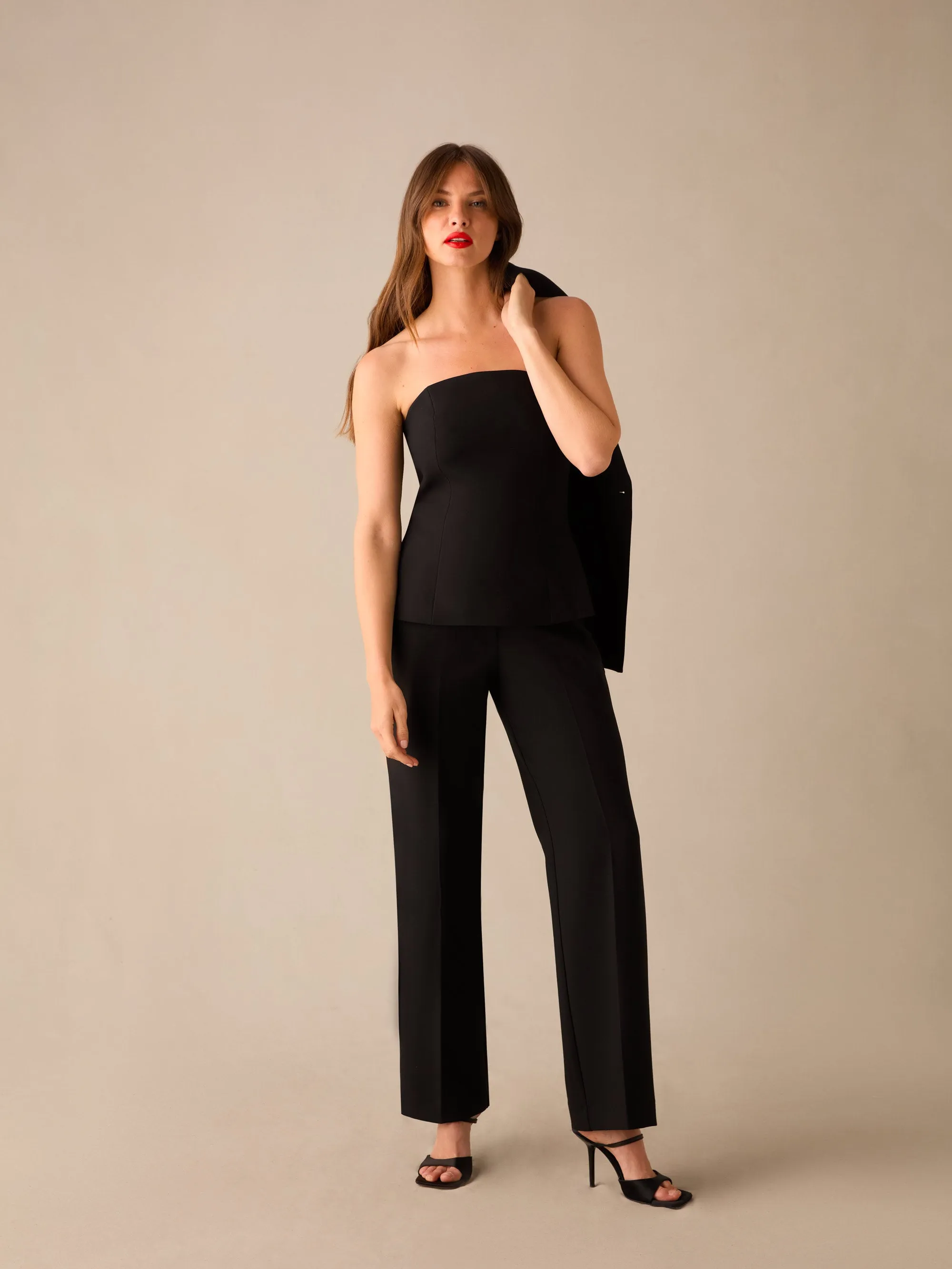 Petite Black Straight Leg Trousers