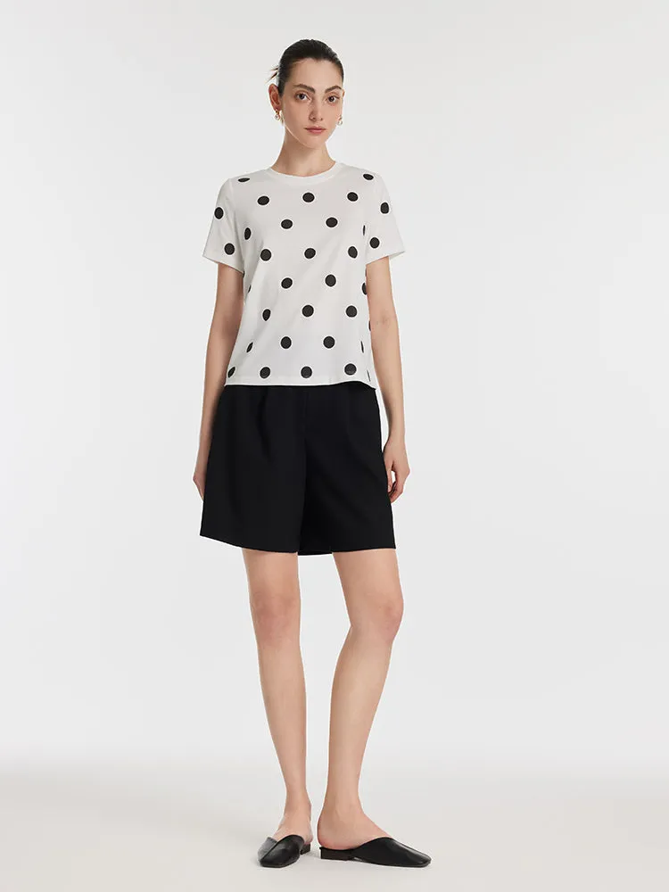 Polka Dots Printed Round Neck Women T-Shirt