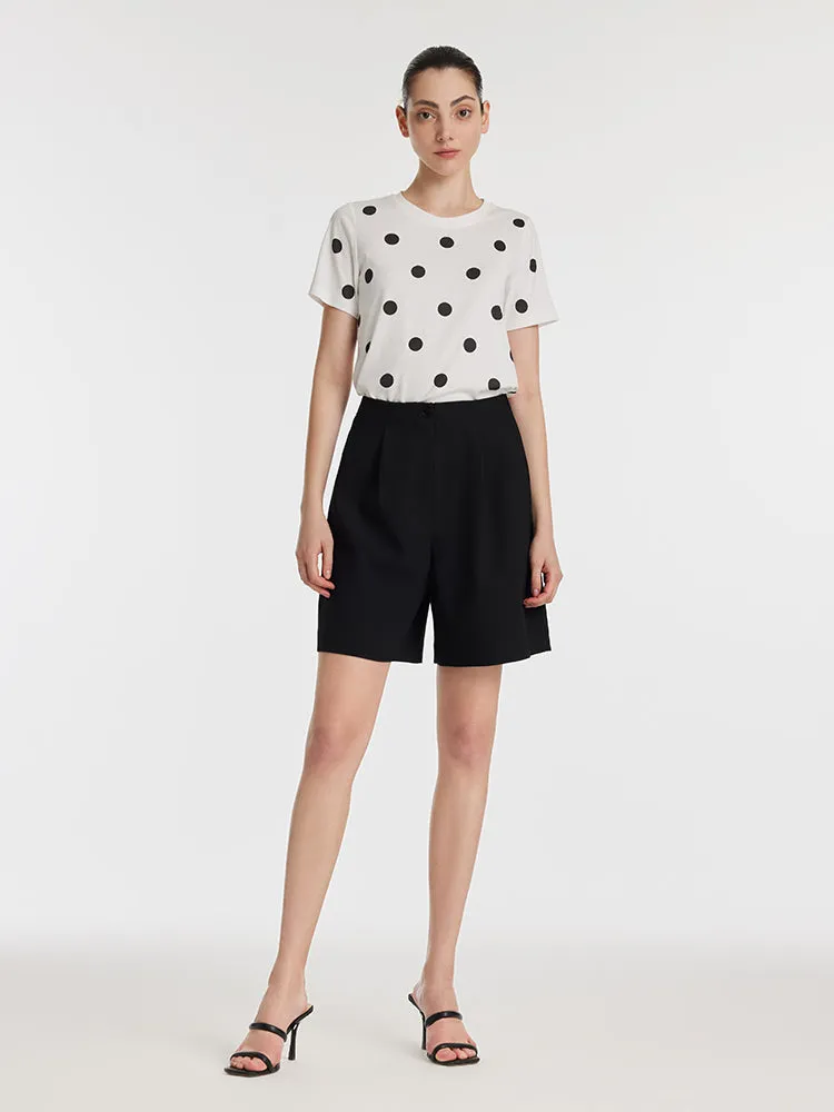 Polka Dots Printed Round Neck Women T-Shirt