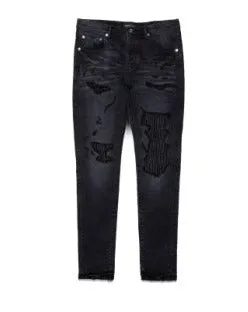 Purple Brans Lurex Repair Overdye Jeans - BLACK