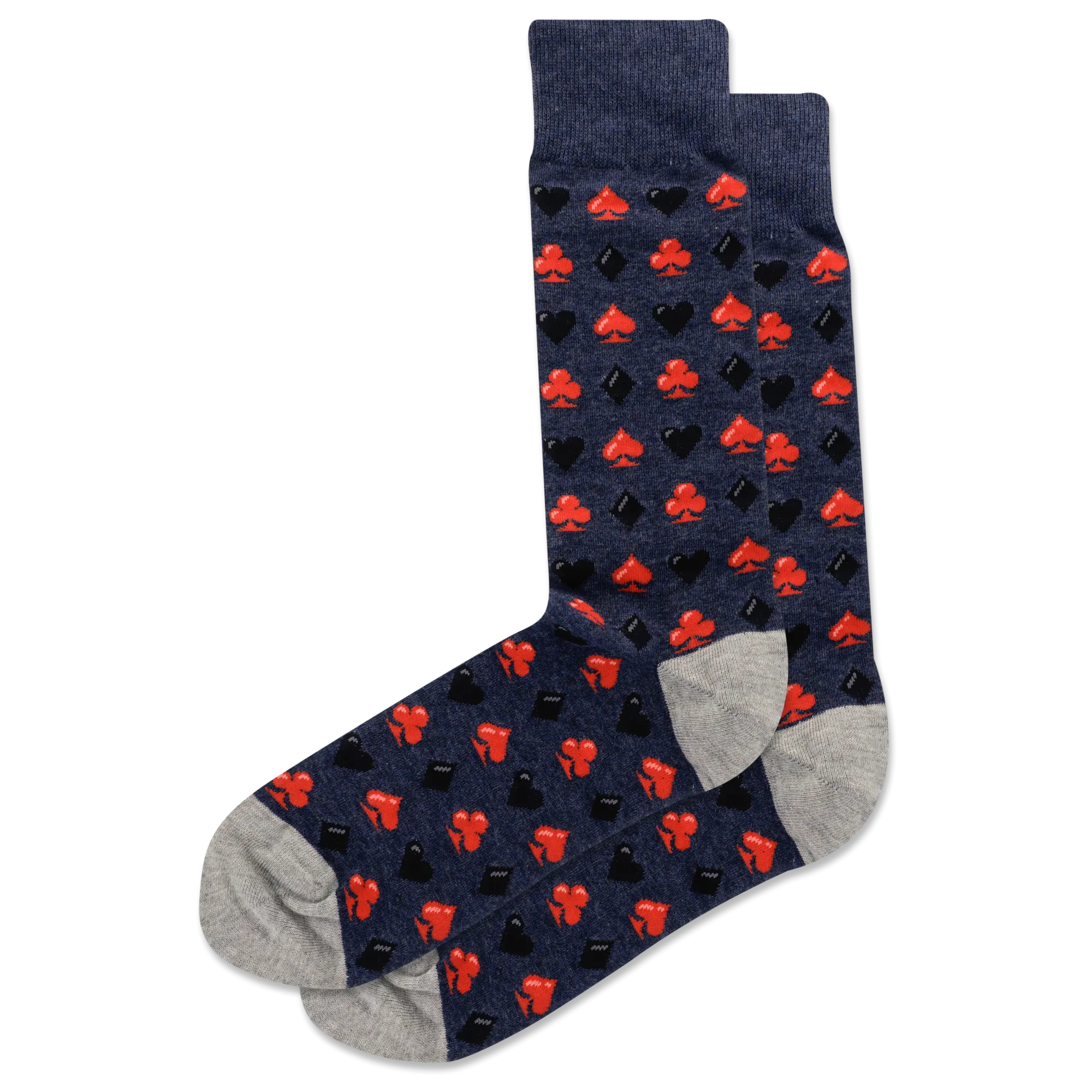 "Playing Card Suits" Crew Socks by Hot Sox - Large