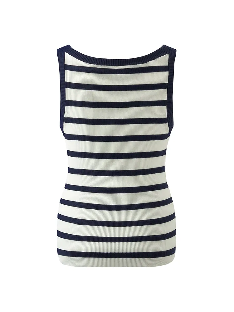 Striped Knitted Women Tank Top