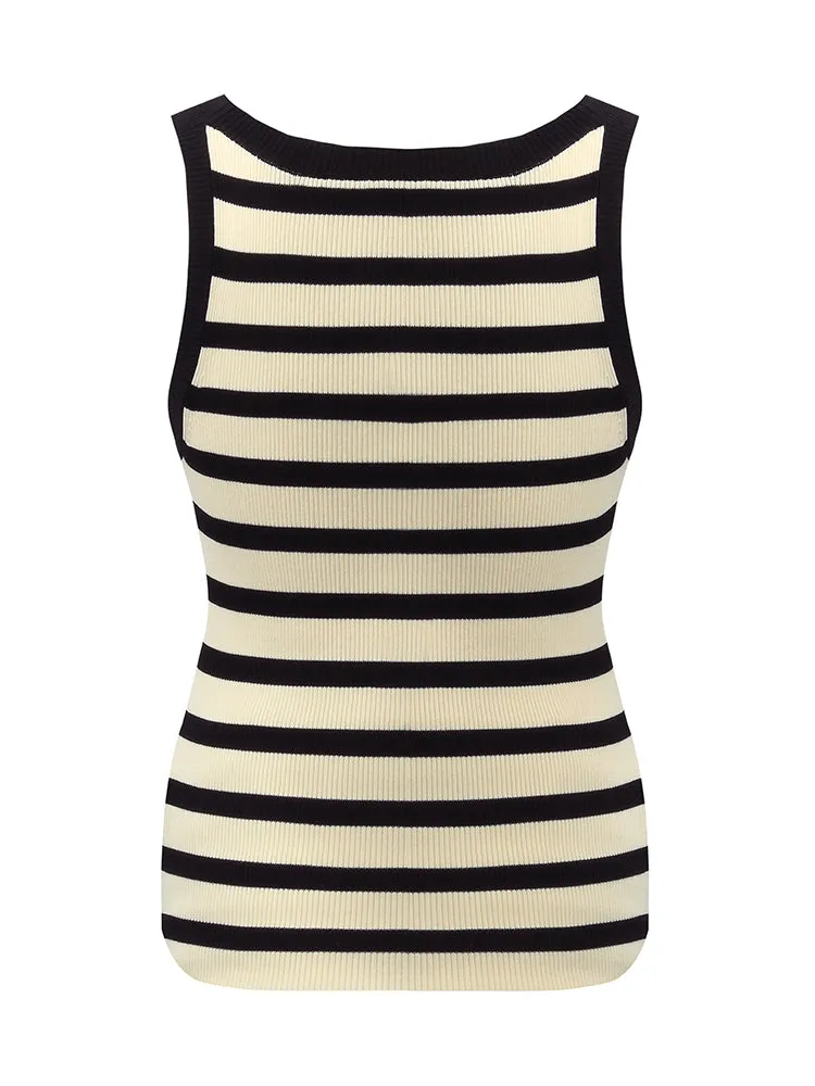 Striped Knitted Women Tank Top