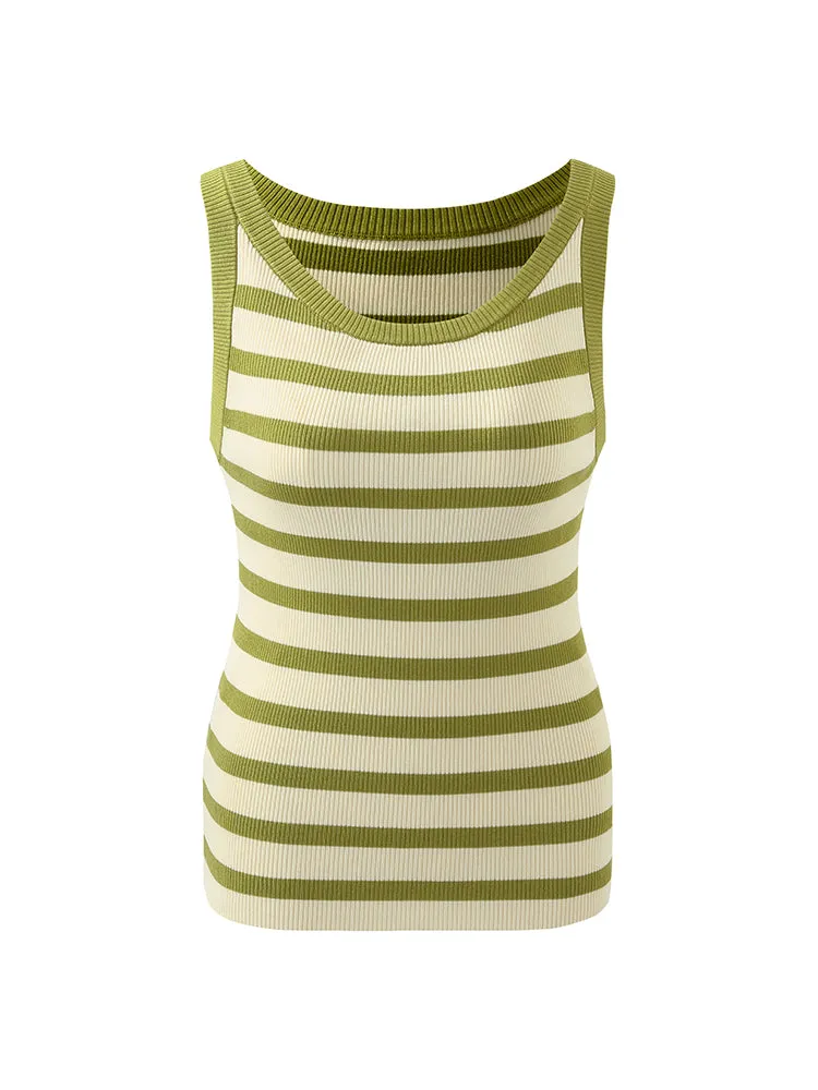 Striped Knitted Women Tank Top