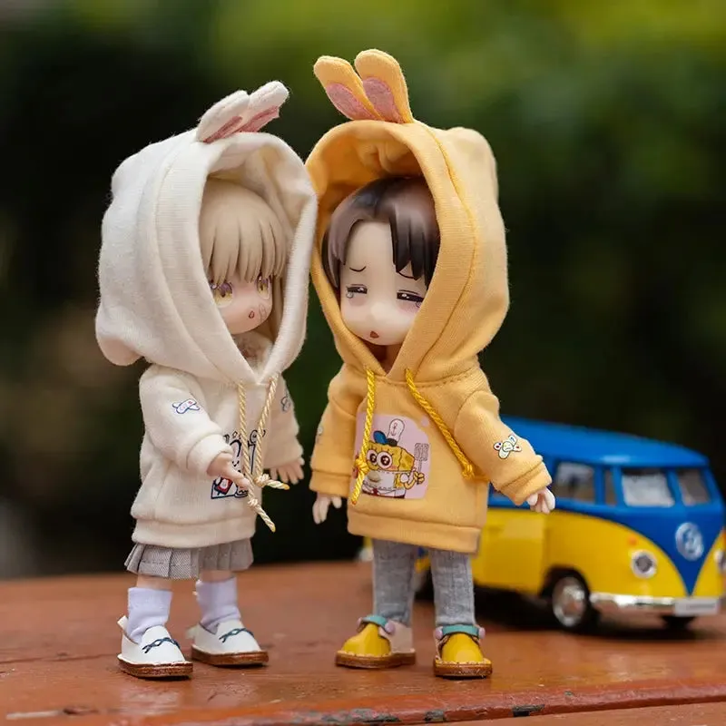 Suki OB11 Rabbit Ear Hooded Sweater – Cartoon Clothes for Penny, GSC, Nendoroids, Molly, Obitsu11, 1/12 BJD Doll