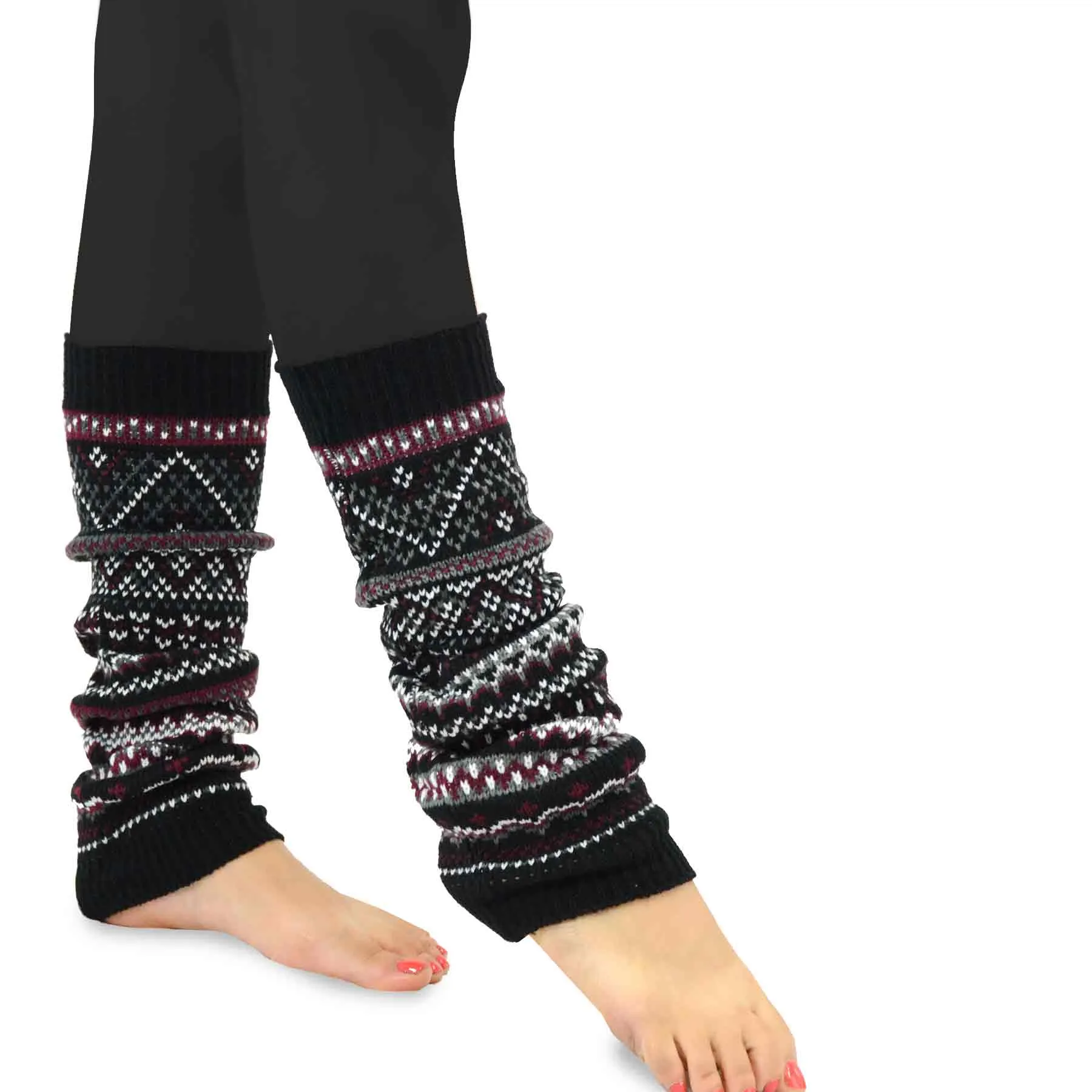 TeeHee Socks Women's Acrylic Leg Warmer Assorted B 4-Pack Gift Box (Z106)