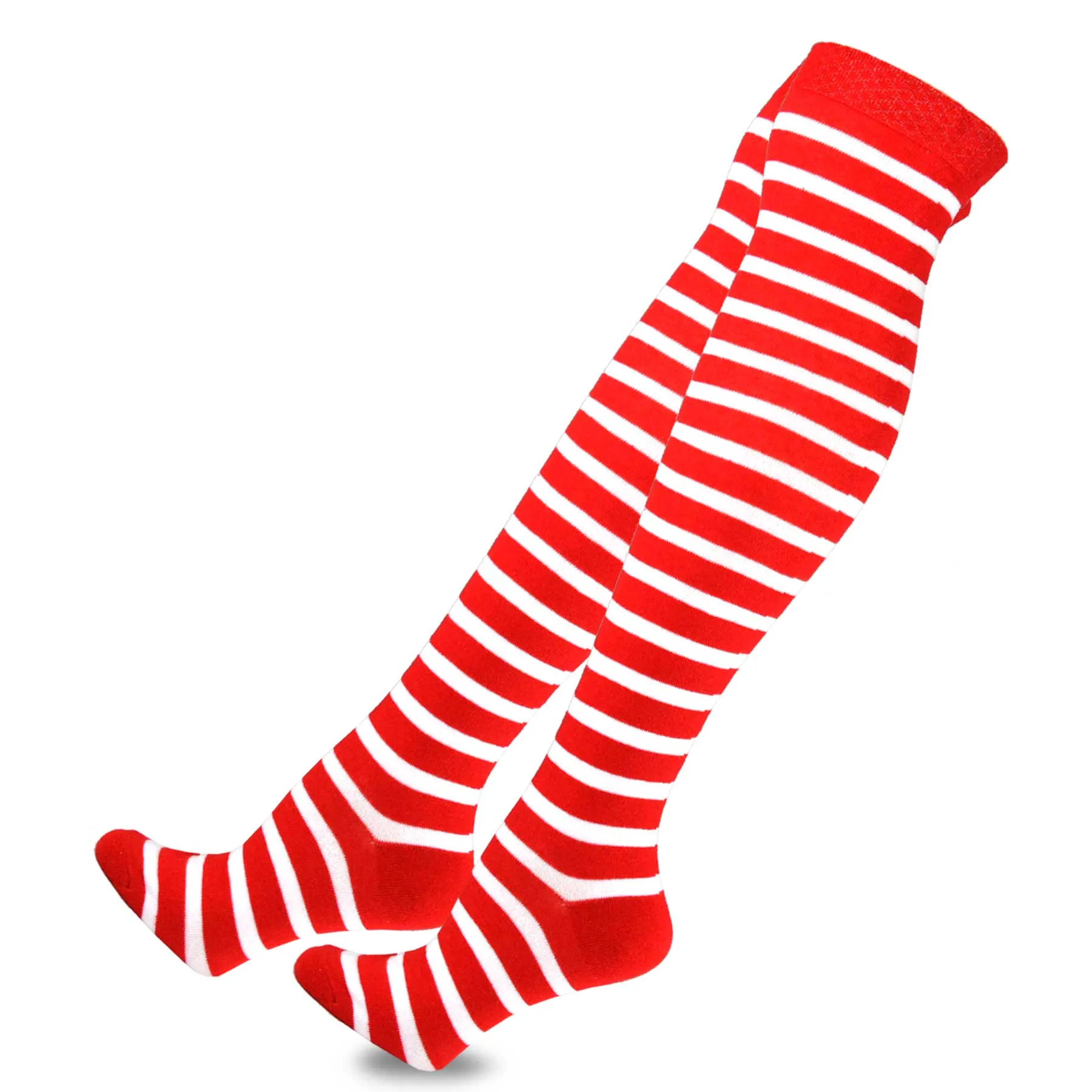 TeeHee Socks Women's Christmas Polyester Over the Knee Candy cane 2-Pack (12021)