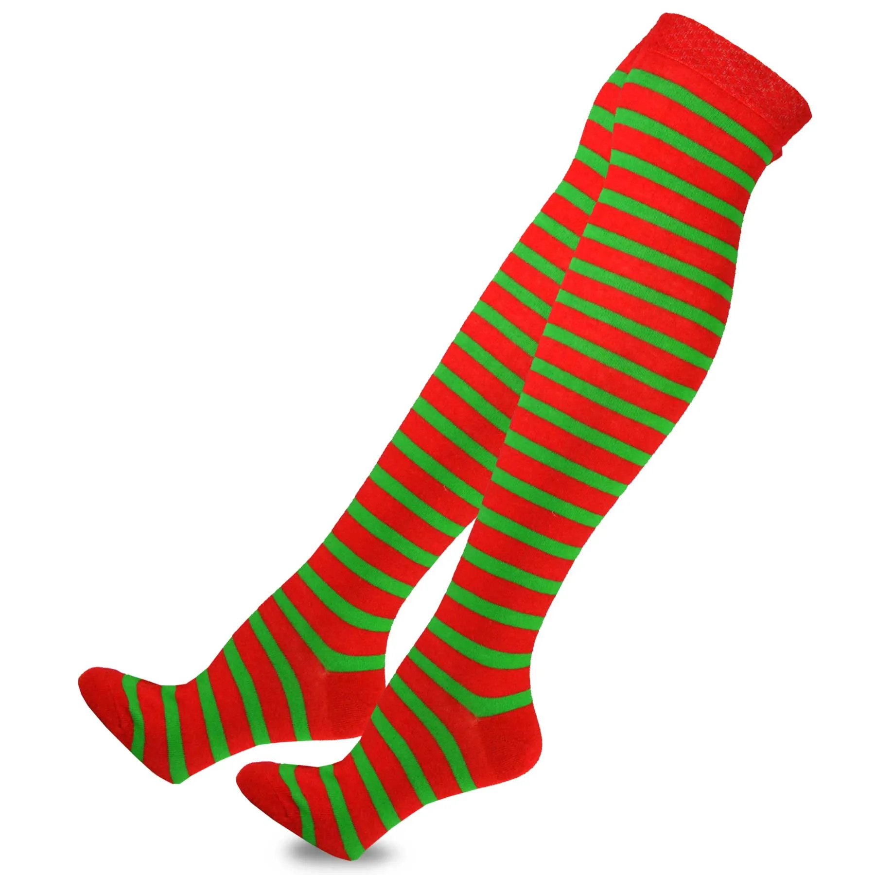 TeeHee Socks Women's Christmas Polyester Over the Knee Candy cane 2-Pack (12021)