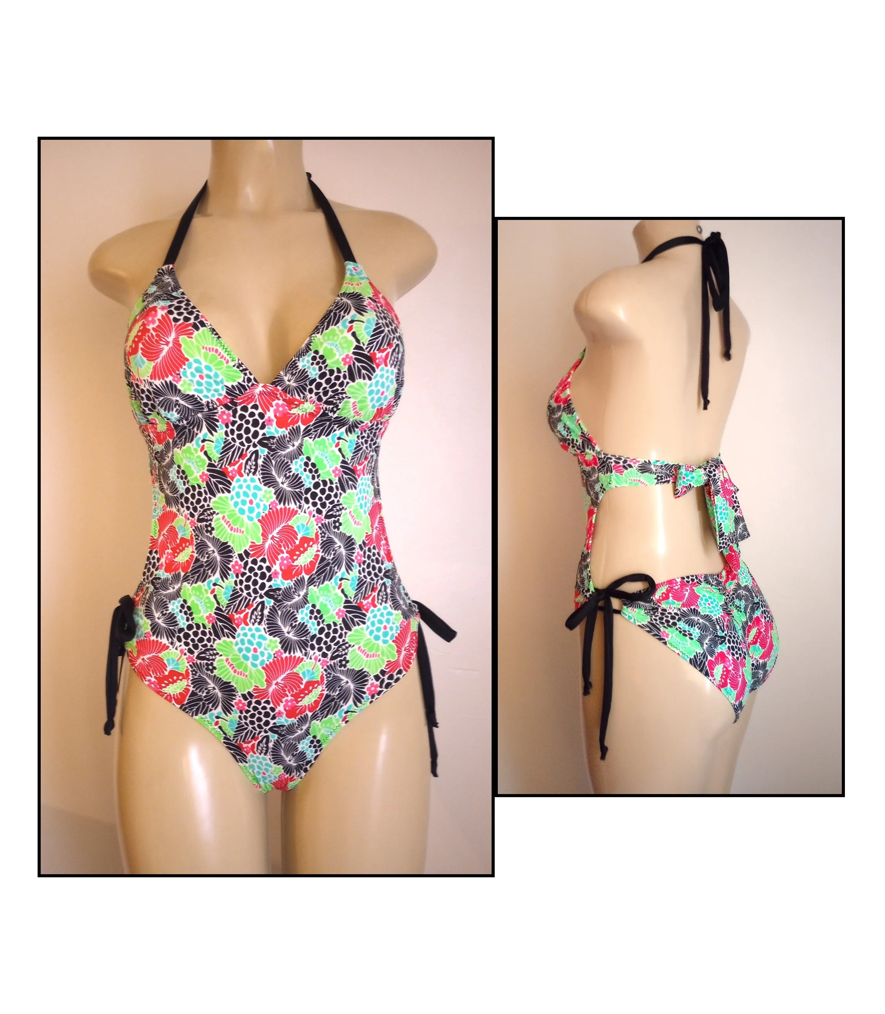 Tie Back Monokini Halter Scrunch Butt One Piece Swimsuit