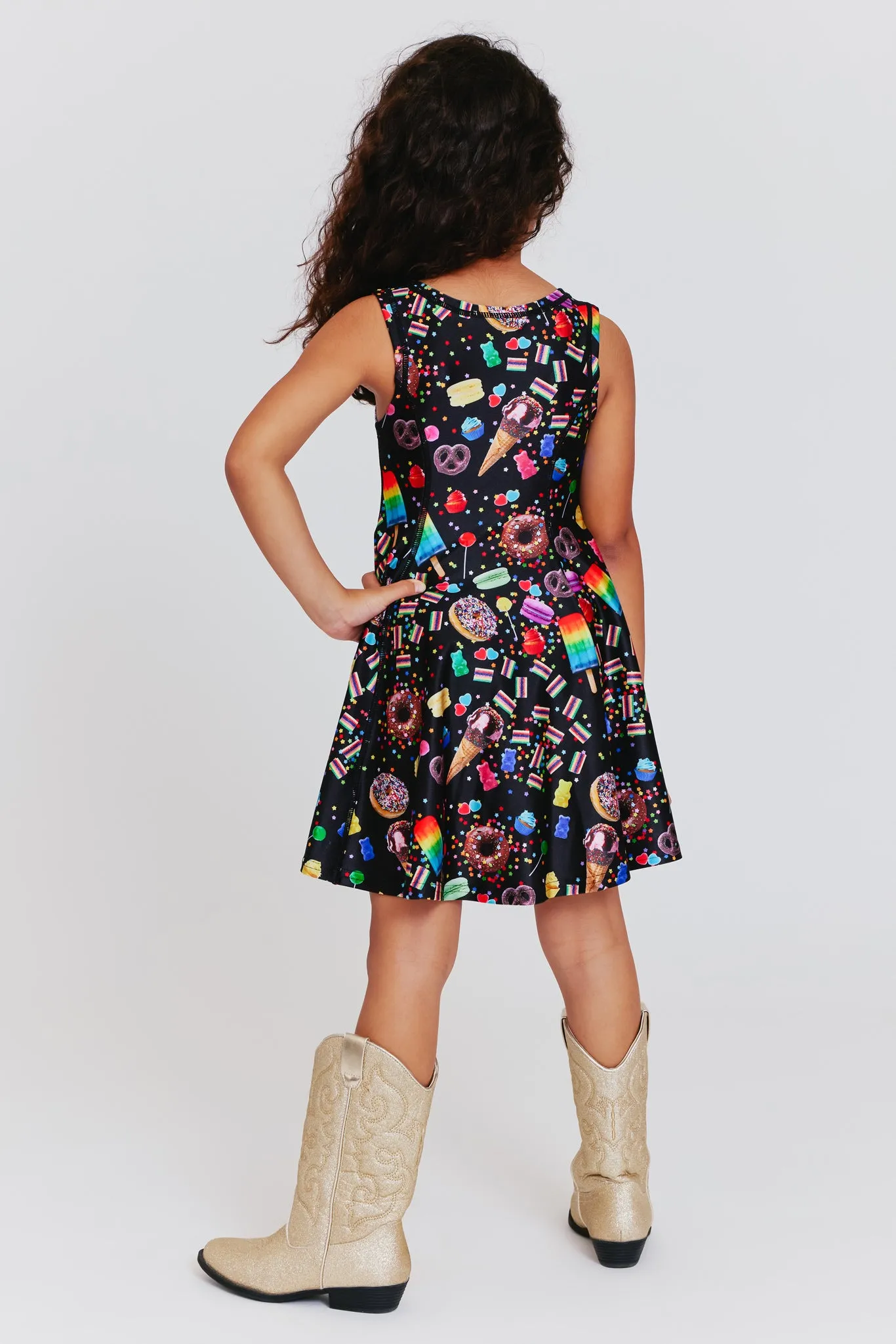 Toddler Skater Dress in Black Candy Spill