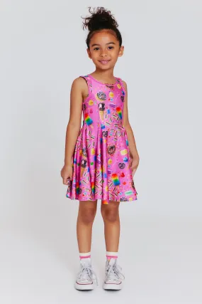 Toddler Skater Dress in Pink Candy Spill