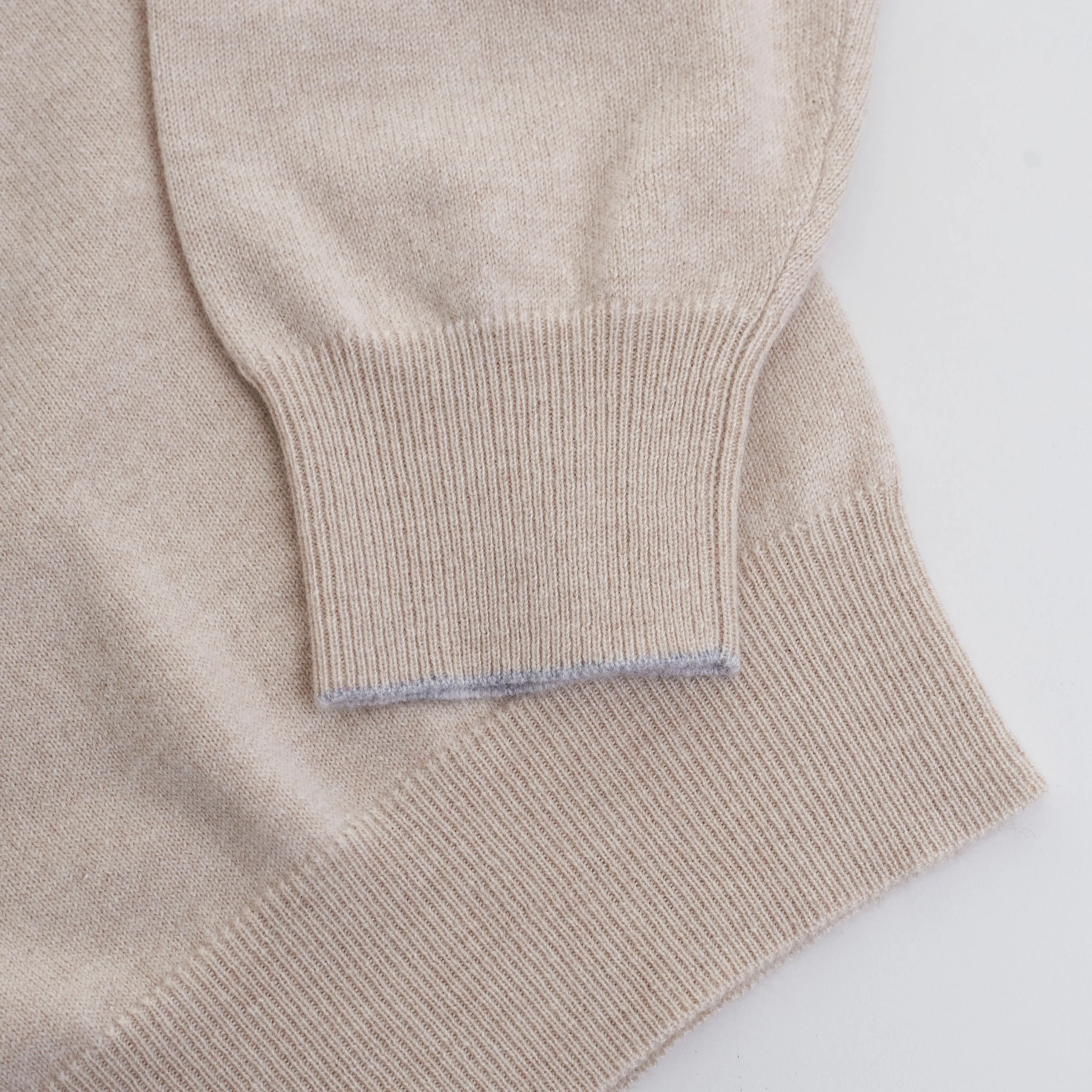 Turtleneck Sweater With Zipper In Sand Beige Cashmere