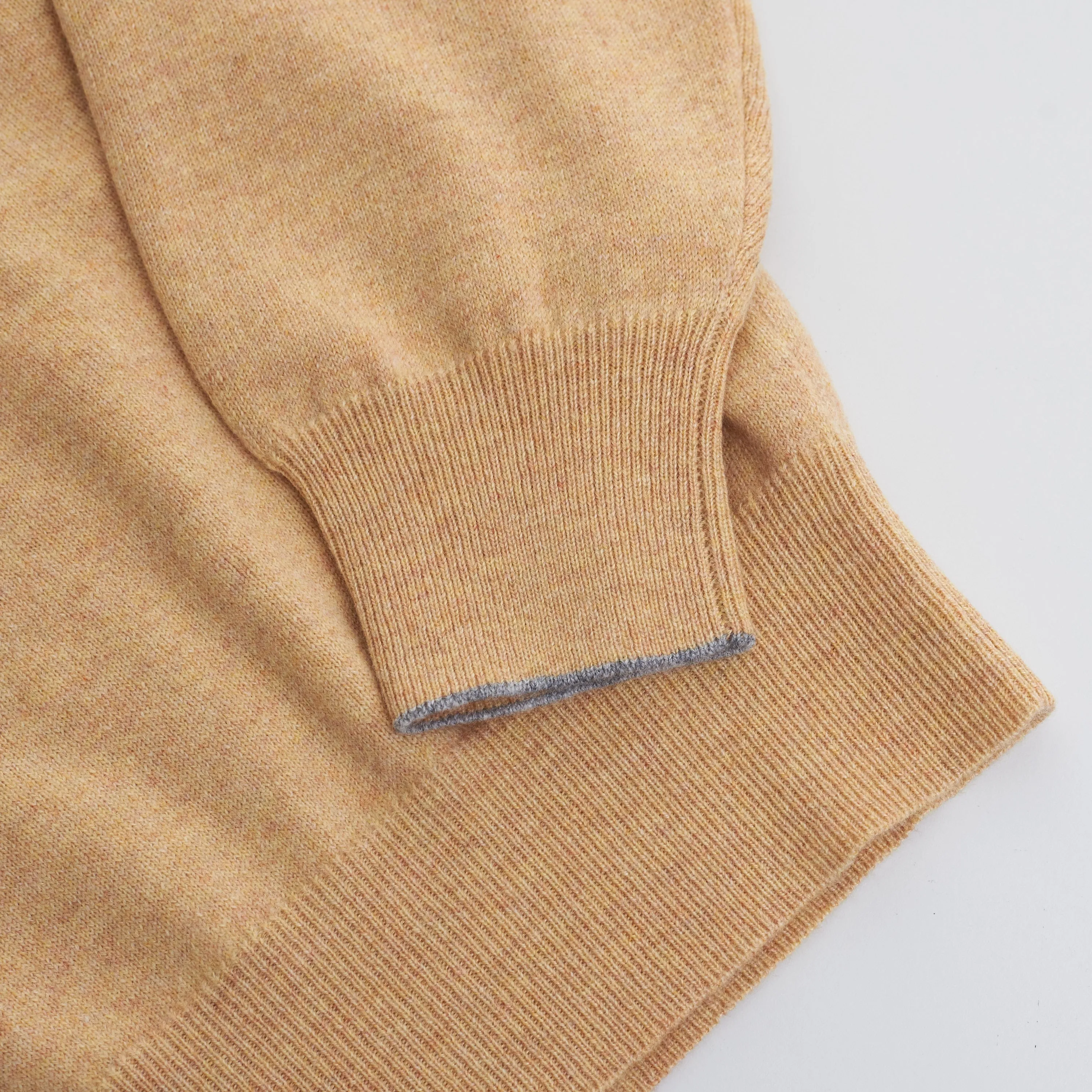 Turtleneck Sweater With Zipper In Yellow Cashmere