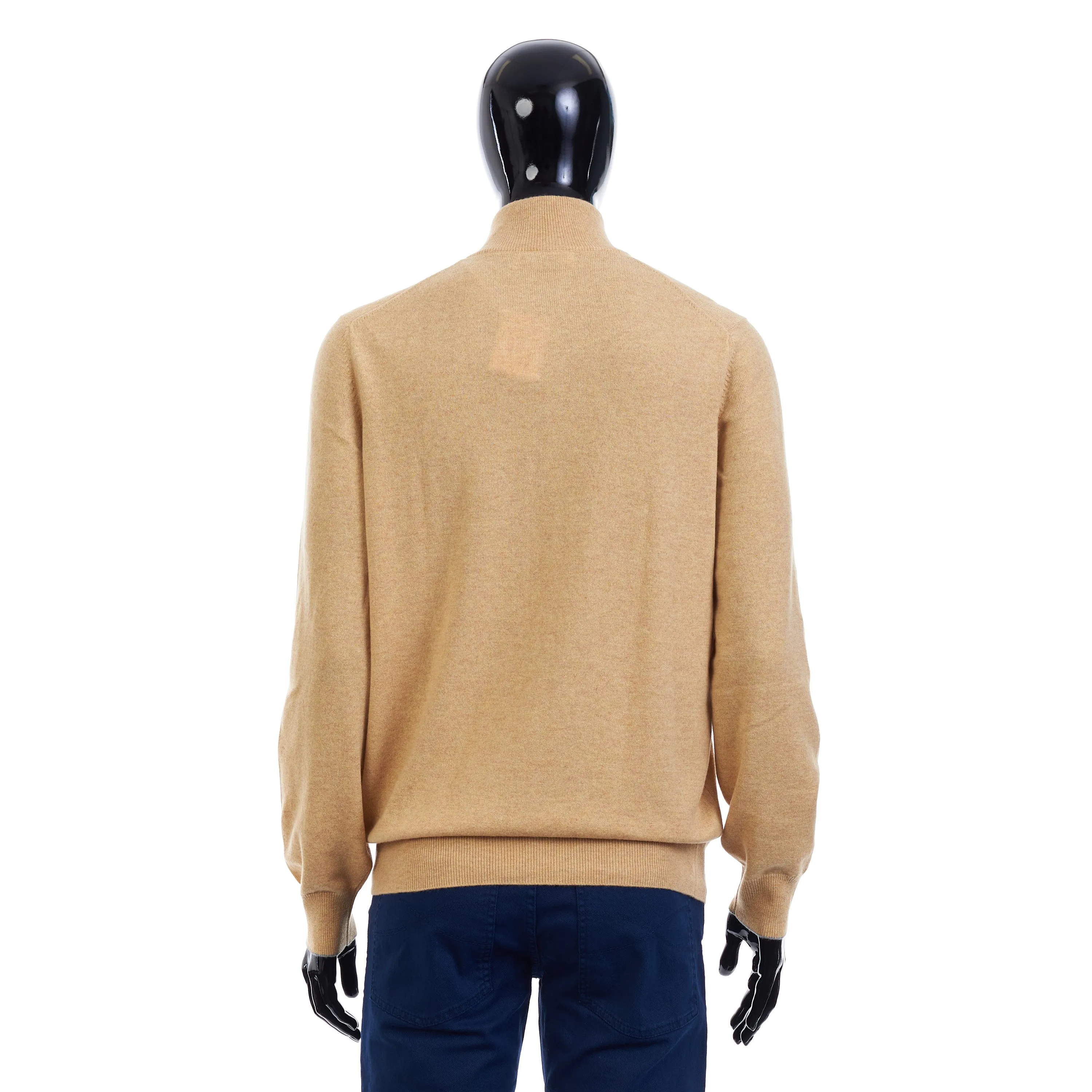 Turtleneck Sweater With Zipper In Yellow Cashmere