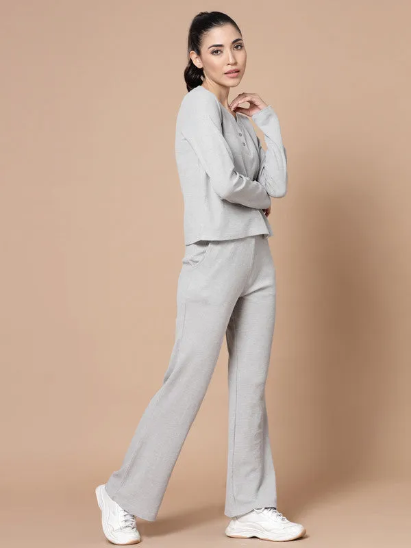 V Neck Long Sleeves Odour Free Top With Trouser For Women