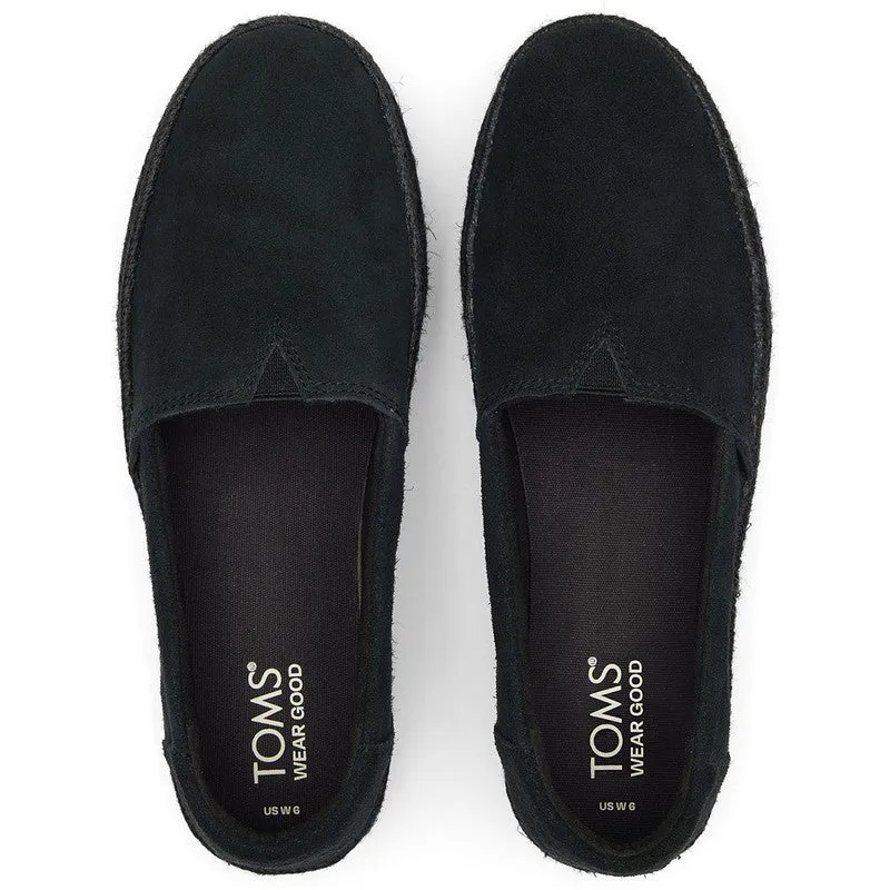 Valencia Black Suede Espadrille Platform