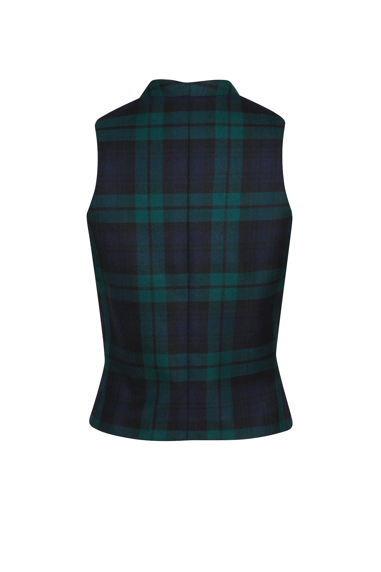 Waistcoat in Black Watch Worsted Tartan - Wanda