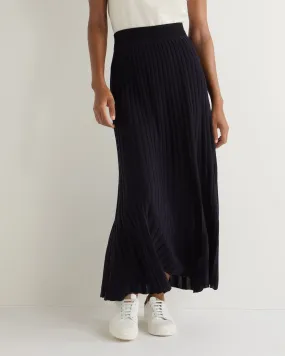 Women's Superfine Pleated Cashmere Silk Skirt Navy Blue