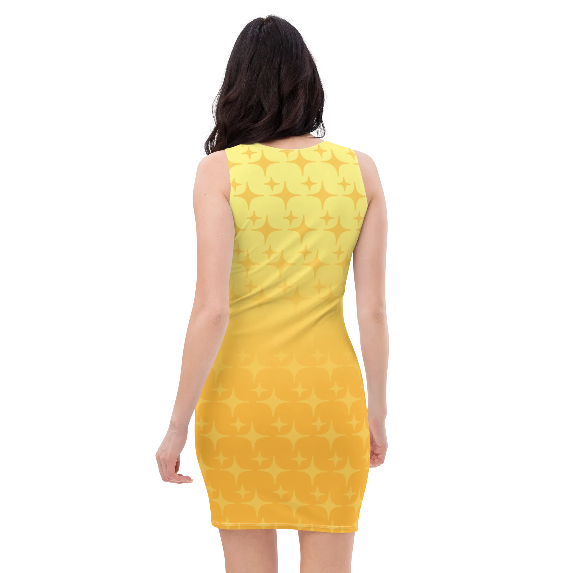 Yellow Ghost Sparkle Bodycon Tank Dress (Adult XS-XL)